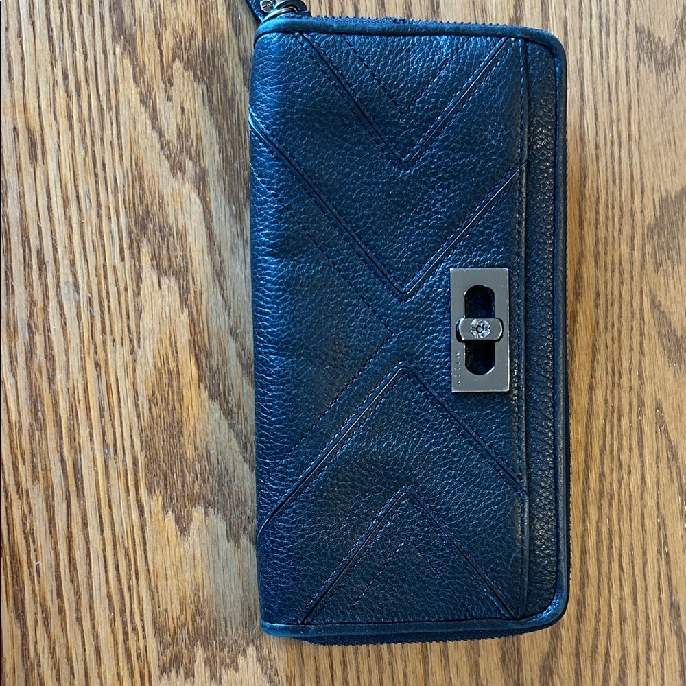 Milly Black Leather Wallet with Metal Accent